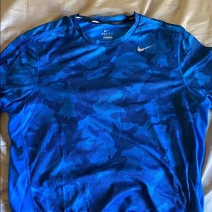 Nike Blue camo dri fit running shirt
